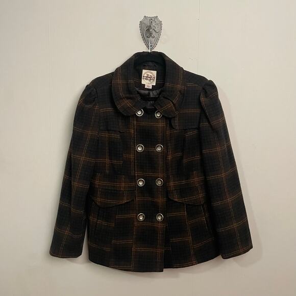 Hydraulic XL tartan plaid jacket brown black flounce dark academia blazer corp - Picture 1 of 8